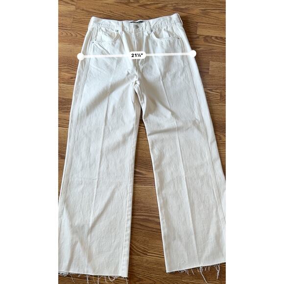 Veronica beard Ecru TAYLOR CROPPED WIDE-LEG high rise JEAN size 32/ US 14 - Picture 9 of 15